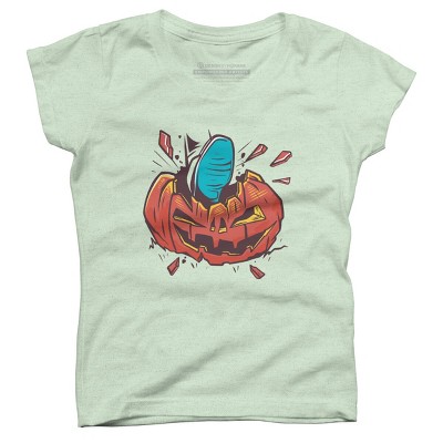 Girl's Design By Humans Halloween smashed pumpkin By BlackBerry55 T-Shirt