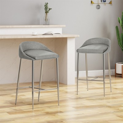 Bar Stool Chairs, Counter Stool Set of 2, Seating with Chrome Finish for Dining Room, Breakfast Nook Kitchen Island Bar Living Room