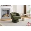 Swivel Barrel Accent Chair, 360° Teddy Fabric Upholstered Armchair with Striped Backrest & Plush Padding, Comfy Round Lounge Chair - 2 of 4