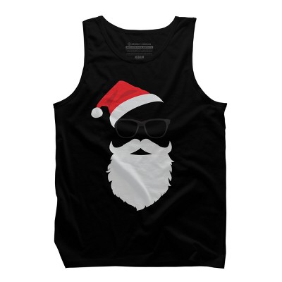 Men's Design By Humans Hipster Santa Face with Hat beard & Glasses Christmas By TronicTees Tank Top