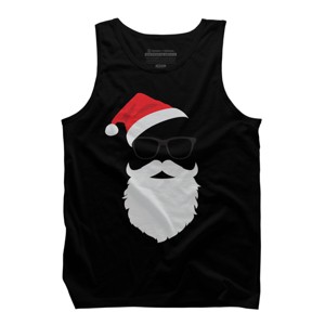 Men's Design By Humans Hipster Santa Face with Hat beard & Glasses Christmas By TronicTees Tank Top - 1 of 4