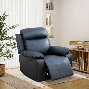 MAYEERTY Recliner Chair, Breathable Leather Reclining Chair with Adjustable Backrest for Living Room, Black - 1 of 4