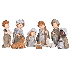 Dicksons 9-Piece Nativity Family Wisemen Shepherd Boy - 8.25 x 4.25 Inch Multicolor Resin Collectible Tabletop Figurine - 1 of 1