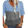 Imily Bela Women's Fashion V-Neck T-Shirt with Short Sleeves and Color-Block Basic Top - 2 of 3