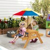Outsunny Kids Picnic Table, 3 in 1 Sand and Water Activity Table w/ Foldable Umbrella, 2 Play Boxes, Removable Top, Aged 3-6 Years Old, Teak - 3 of 4