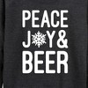 Women's - Instant Message - Christmas Peace Joy And Beer Lightweight French Terry Wide Neck Long Sleeve Graphic Shirt - 2 of 4