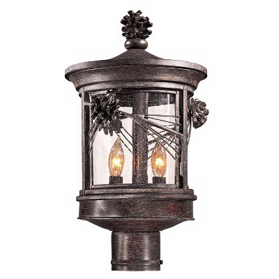 Minka Lavery Country Cottage Outdoor Post Light Fixture Iron Oxide 16 1/4" Mouth Blown Seedy Glass for Post Exterior Barn House