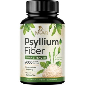 Psyllium Husk Capsules, Max Potency Dietary Fiber 1500mg, 100% Soluble Pills - 60 Capsules;120 Capsules;180 Capsules - 1 of 4