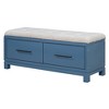 TUYOHW Shoe Bench with Removable Cushion, Entryway Bench with Hidden Storage for Living Room, Entryway and Hallways, Navy - 2 of 4