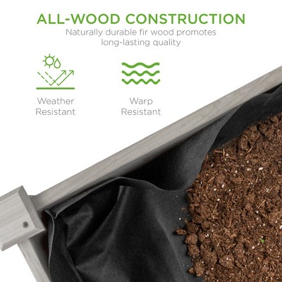 Gray Fir Wood Raised Garden Bed with Bed Liner, 34" x 18" x 30"