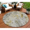 Taupe Ivory And Tan Floral Washable Indoor Outdoor Area Rug - 2 of 4