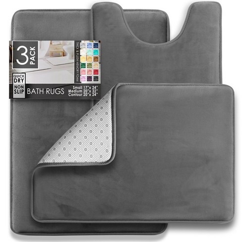Hearth & Harbor 3 Piece Bathroom Rugs Bath Mat Set, Non-slip Velvet ...