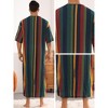 Lars Amadeus Men's Contrast Color Short Sleeves Button Down Stripes Nightgown - 4 of 4