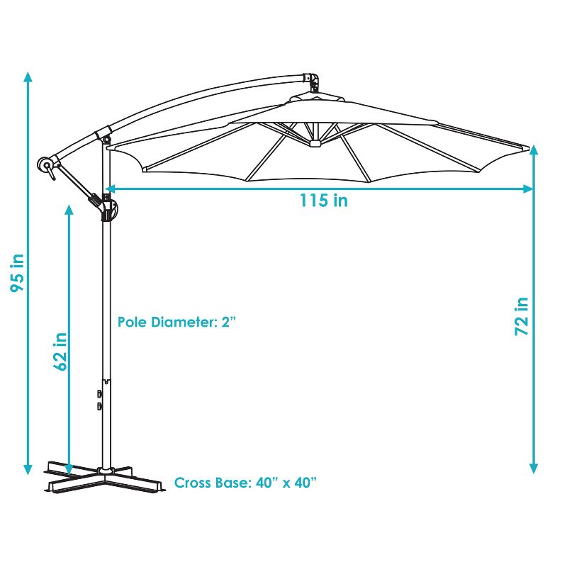 Sunnydaze Outdoor Steel Cantilever Offset Patio Umbrella with Air Vent, Crank, and Base - 9.25', 6 of 22