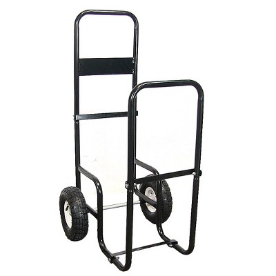 Sunnydaze Indoor/Outdoor Steel Rolling Firewood Log Cart Carrier with Wheels - 1/8 Face Cord - Black