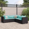 vidaXL Patio Lounge Set with Cushions Sectional Sofa Garden Backyard Poly Rattan - Black and Blue 3x Corner 2x Middle - 2 of 4