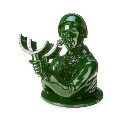 Green Polyresin Army Man Wine Bottle Holder