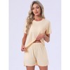 INSPIRE CHIC Women's 2 Pcs Pajama Set Short Sleeve Top with Built-in Bra and Shorts Sleepwear Lounge Sets with Pockets - 2 of 4