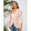 Women's 3/4 Sleeve Blazer Suit Open Front Ruffle Hem Jacket Casual Office Blazer - 4 of 4