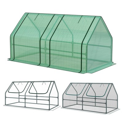 Aoodor 6 x 3 x 3 ft Mini Greenhouse with 2 Zipper Doors, Water-Resistant, UV-Protected for Flowers, Vegetables, and Herbs, Includes 3 Covers