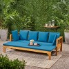 TinyHomie Outdoor Extendable Acacia Wood 3 Seater Sofa, Upholstered Cushion Couch, Spacious Seating Lounge Chair - 3 of 4