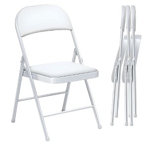SUGIFT 4-Pack White Folding Chairs with Padded Vinyl Seat, Heavy-Duty Metal Frame, Supports 330 lbs, Portable & Lightweight - 1 of 4