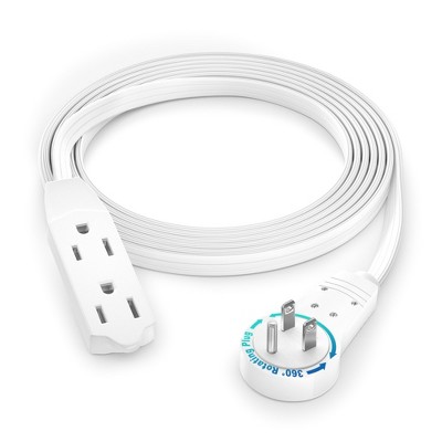 Maximm Cable 360° Rotating Flat Plug Extension Cord, 16 AWG 3 Outlet