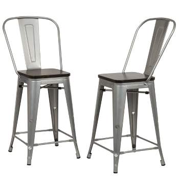 Set of 2 24" Reed Wood Seat Counter Height Barstool - Carolina Chair & Table