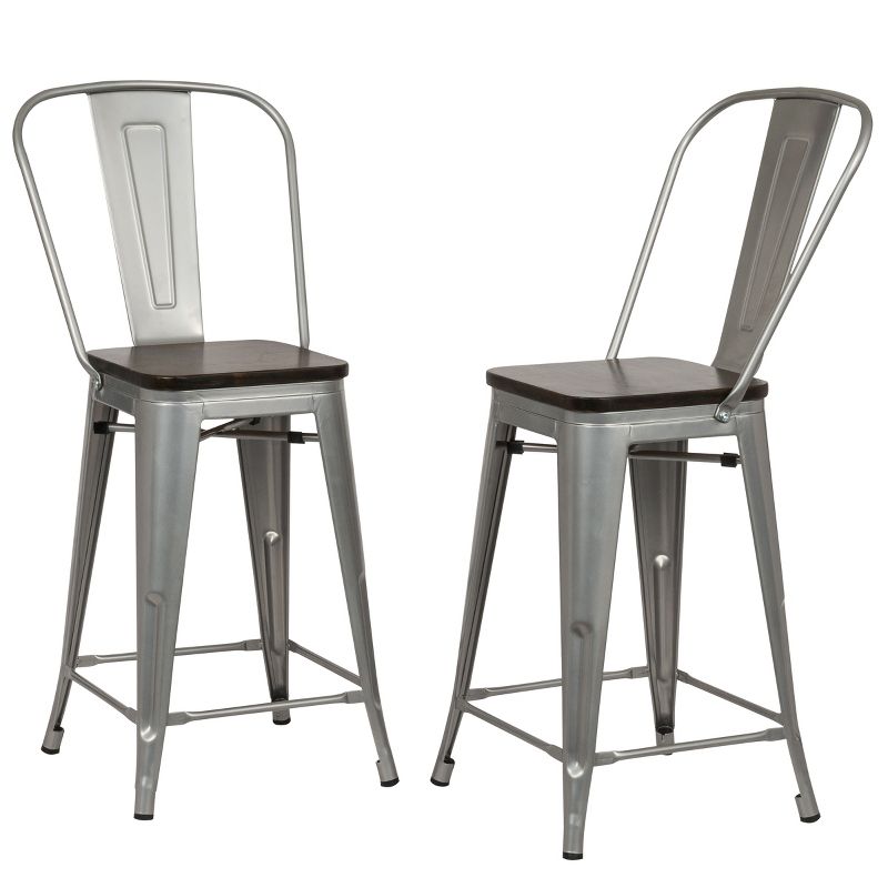 Set of 2 24" Reed Wood Seat Counter Height Barstool - Carolina Chair & Table, 1 of 5