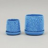 KTMBDW Ceramic Planter Pot Set of 2, Modern Flowerpot with Drainage Hole and Saucer, Embossed Leaf Design Flowerpot for Patio, Garden - 2 of 4
