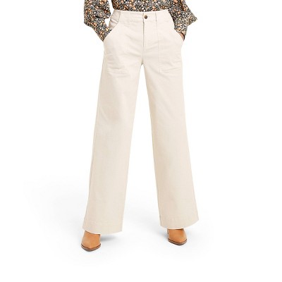 Women's High-Rise Wide Leg Cargo Pants - Nili Lotan x Target Cream 0