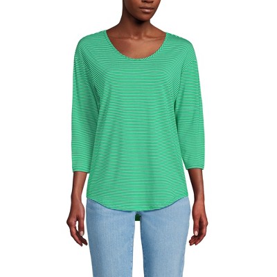 Lands' End Women's 3/4 Sleeve Lightweight Jersey U-Neck Tunic