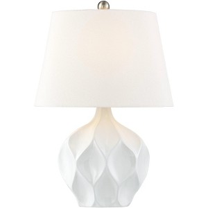 360 Lighting Dobbs Modern Mid Century Accent Table Lamp 22 1/2" High White Glaze Geometric Ceramic Oval Shade for Bedroom Living Room Bedside Office - 1 of 4