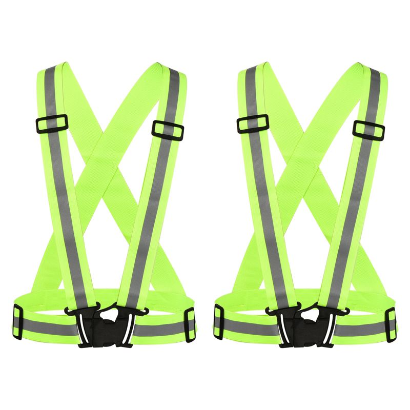 Unique Bargains Reflective Vest Adjustable High Visibility Safety Vest for Cycling Running Walking 2Pcs, 1 of 5