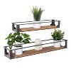 Honey-Can-Do Metal and Wood Wall Shelves: Rustic Floating Shelves, Decorative Steel Frame, 2-Tier, 10lb Capacity, Brown - 2 of 4