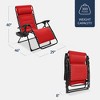 Best Choice Products Oversized Padded Zero Gravity Chair, Folding Outdoor Patio Recliner w/ Side Tray - 2 of 4