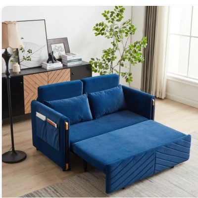 Vynxaria 54" Modern Convertible Sofa Bed with Detachable Arm Pockets & Pillows