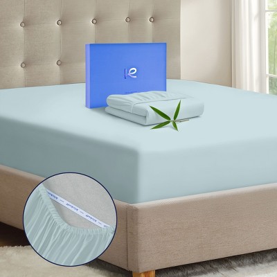 Kickoff 300 Thread Count 100% Organic Bamboo Viscose Fitted Sheet Only, Extra Deep Pocket, Cooling & Breathable, Double Stitching, Bedding Sheet