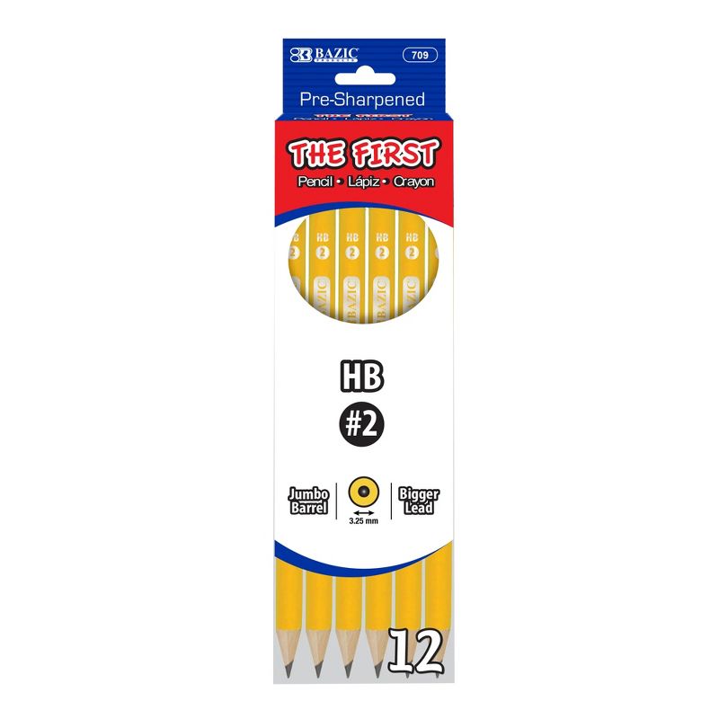 BAZIC Products® #2 The First Jumbo Premium Yellow Pencil, 12 Per Pack, 6 Packs, 2 of 8