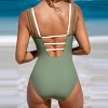 Women's Color Block V Neck One Piece Swimsuit - Cupshe - 4 of 4