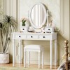 Okak Vintage Wooden Makeup Vanity with Adjustable Angle Mirror, Vanity Table with 5 Drawers and Cushioned Stool, Vanity Desk for Bedroom - 2 of 4