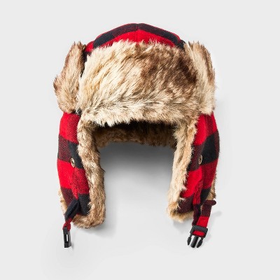 Plaid fur shop hat