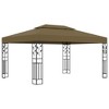 vidaXL Gazebo Pop up Canopy Party Tent Patio Pavilion Shade with Double Roof - Taupe - 2 of 4