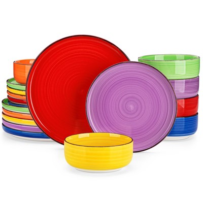 vancasso 18 Pieces Stoneware Dinnerware Set, Mix Colour Set, Bright Color, For 6 Person