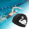 Unique Bargains Nylon Swans Print Swim Cap Black White 1 Pc - 2 of 4