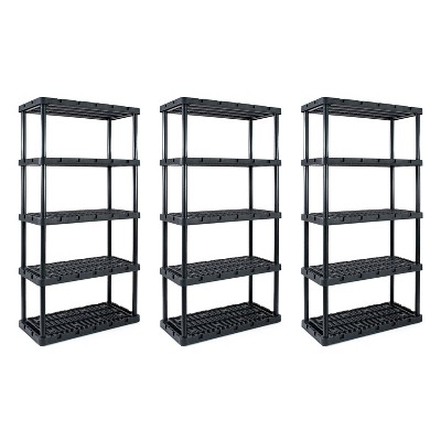 Gracious Living Knect A Shelf 72 Inch 5 Shelf Heavy Duty Interlocking Adjustable Ventilated Storage Shelving Unit Holds up to 200 Pounds (3 Pack)