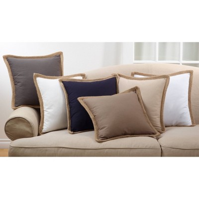 27" Ivory Cotton & Jute Braided Square Throw Pillow