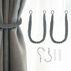 Unique Bargains Cotton Hand-Woven Decorative Metal Hook Curtain Drapes Holdbacks 23.6" - 1 of 4