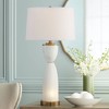 Possini Euro Design Newman Modern Table Lamp 31 1/4" Tall White Glass with Night Light LED Off White Hourglass for Bedroom Living Room Bedside Office - 2 of 4