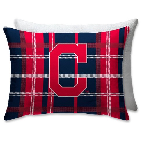 Mlb Cleveland Indians Plaid Microplush Bed Pillow With Sherpa Back